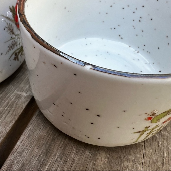 Vintage Japan Stoneware Floral Speckled Soup Bowl or Large Mug Set of Two - Picture 11 of 11